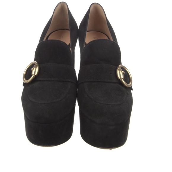 Gianvito Rossi Black Suede Round Toe Pumps Women's With Platform Size: US5.5 - Picture 3 of 5